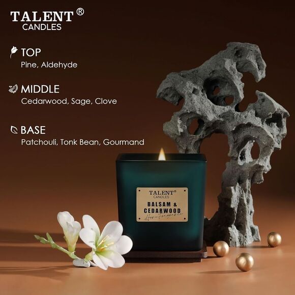 Scented Soy Candles, Deluxe Noble Aromatherapy Candles, Balsam & Cedarwood, Cand - Picture 6 of 12